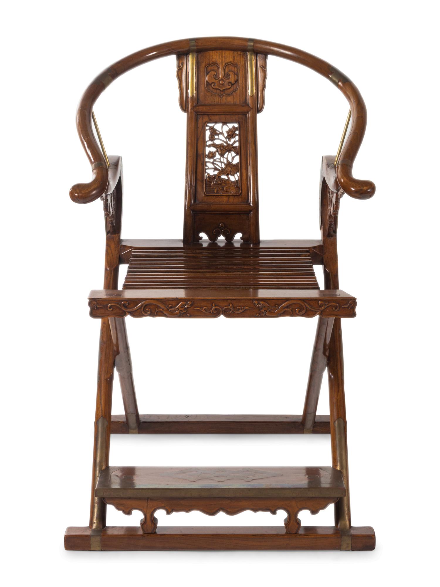 A Pair of Hardwood Folding Armchairs, Jiaoyi