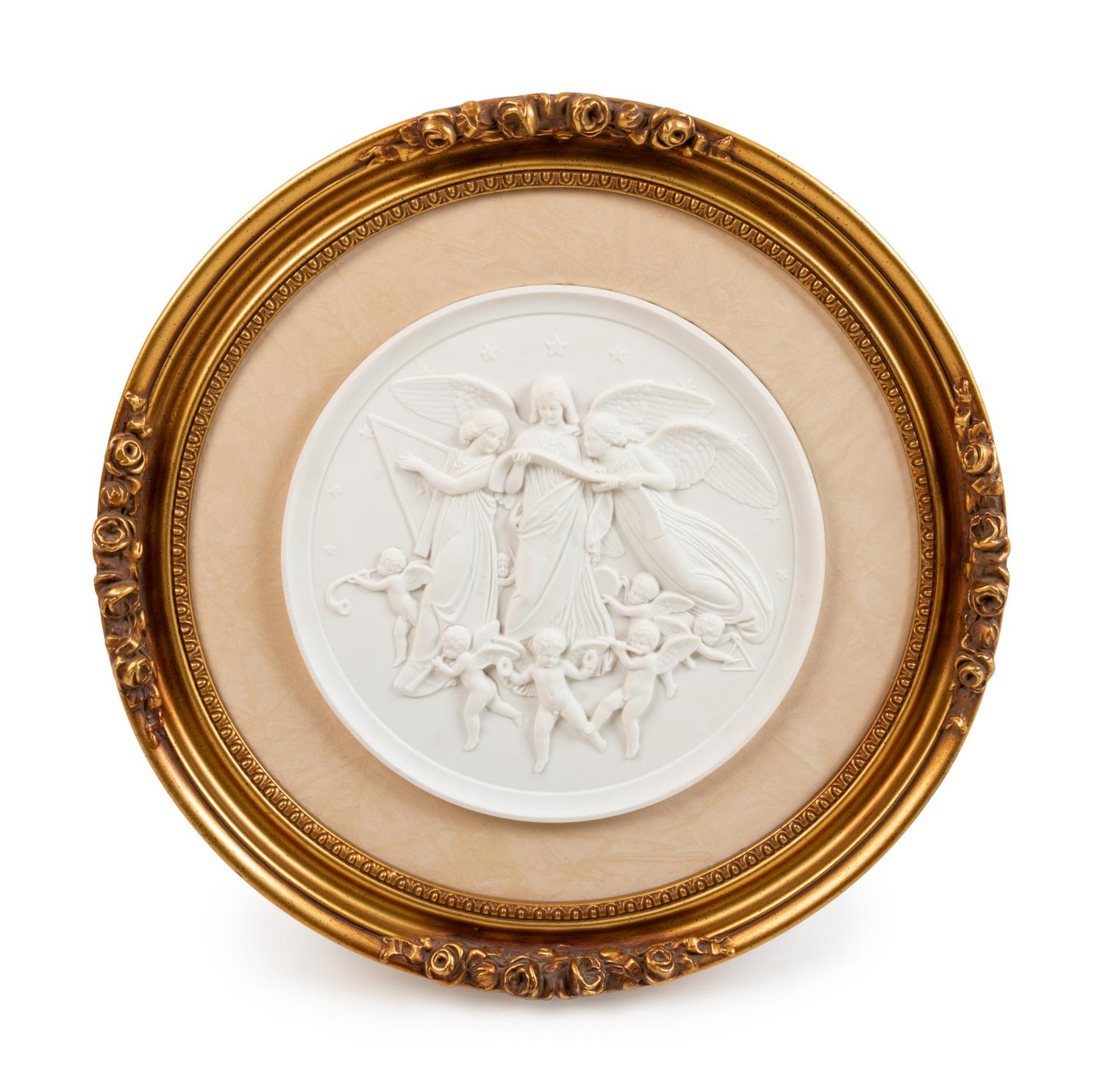 A Continental Bisque Porcelain Relief Plaque