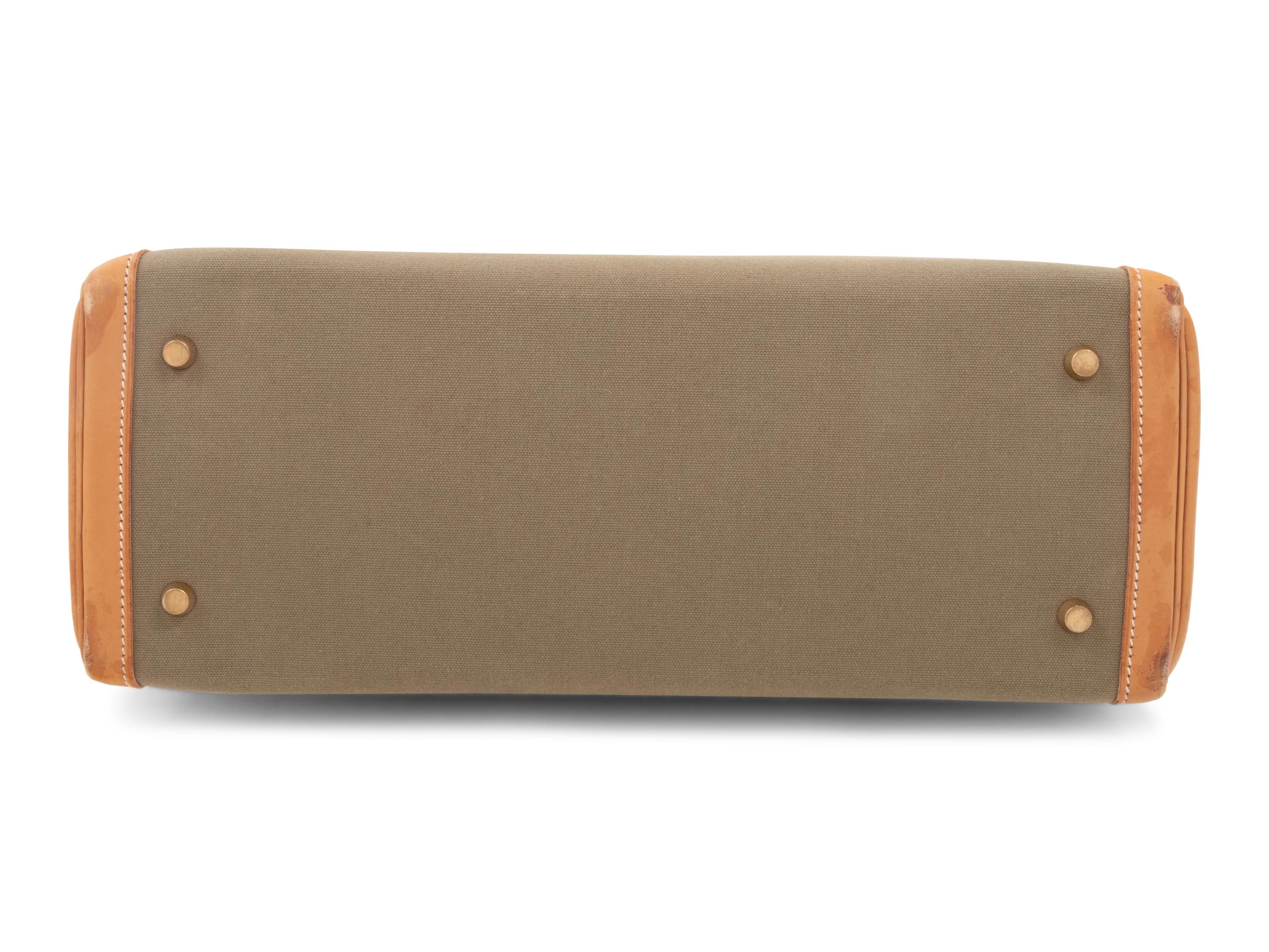 Hermès Leather and Canvas 35cm Kelly Bag, 2007