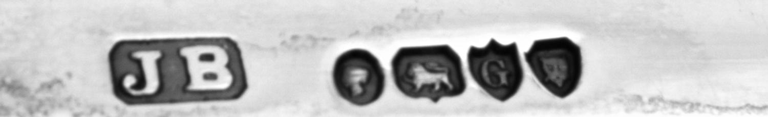 A Victorian Silver Standish, John Brashier for Henry Wilkinson & Co., London, 1882, having two foliate swag decorated ink pots flanking