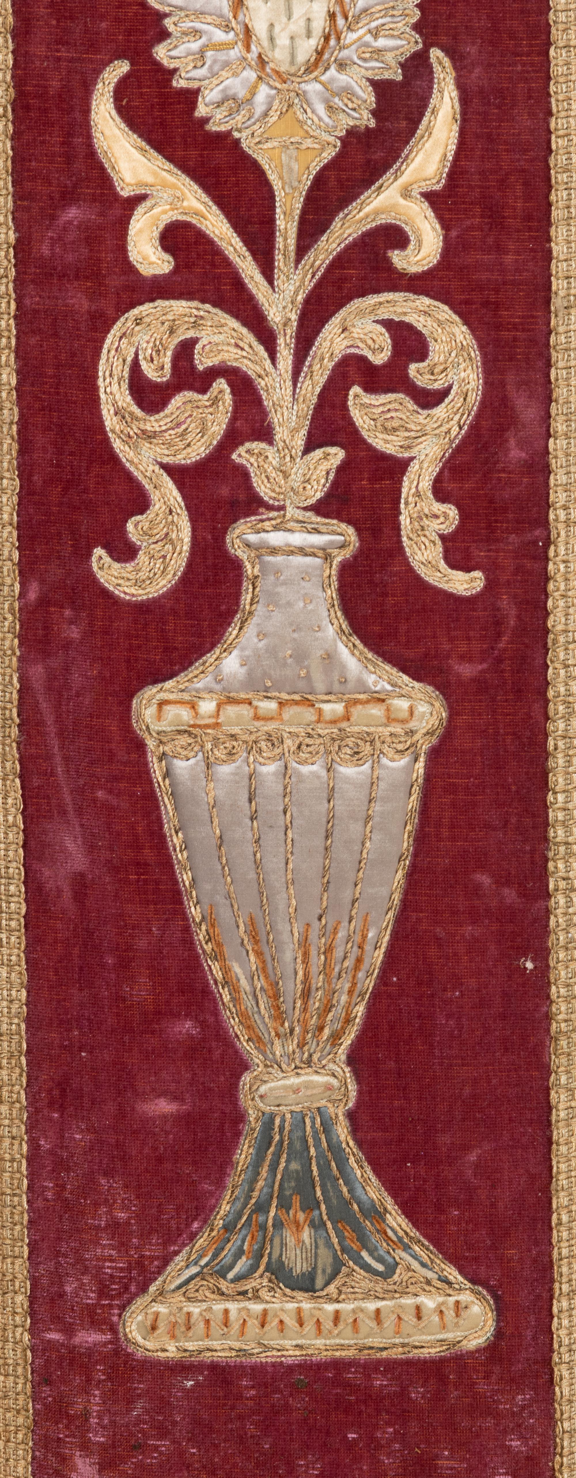 A Set of Four Continental Metallic Thread Embroidered Panels