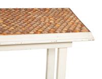 A Shell Inlaid and Painted Two-Tiered Accent Table