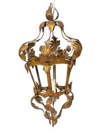 An Italian Gilt Tole Hall Lantern