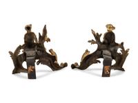 A Pair of Louis XV Style Gilt Bronze Figural Chenets