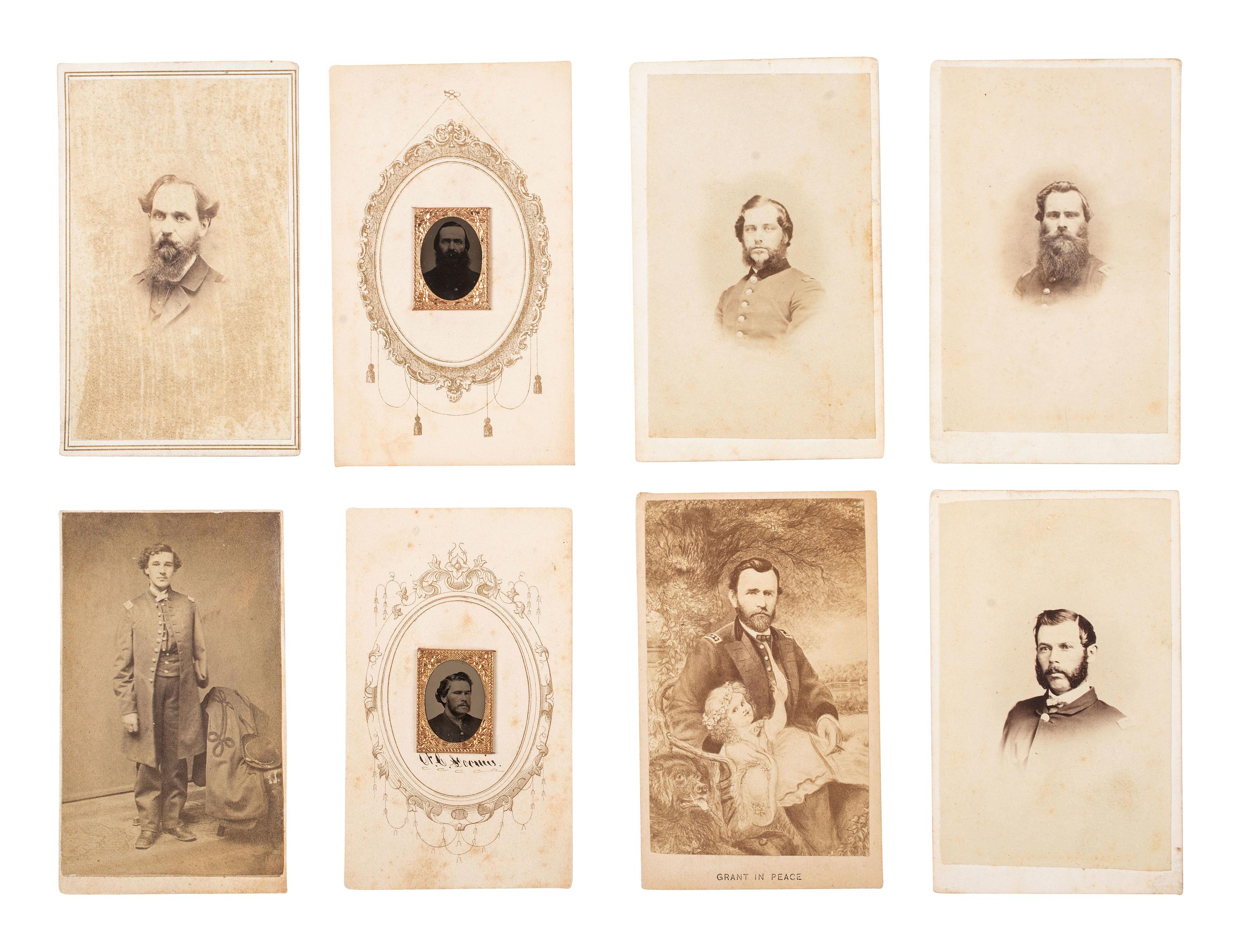 [CIVIL WAR]. CDV album presented to William V. Hopkins, Company K, 76th New York Regiment, WIA Gettysburg, containing images of identified soldiers from New York and Michigan.