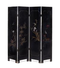 A Chinese Hardstone Inset Floor Screen