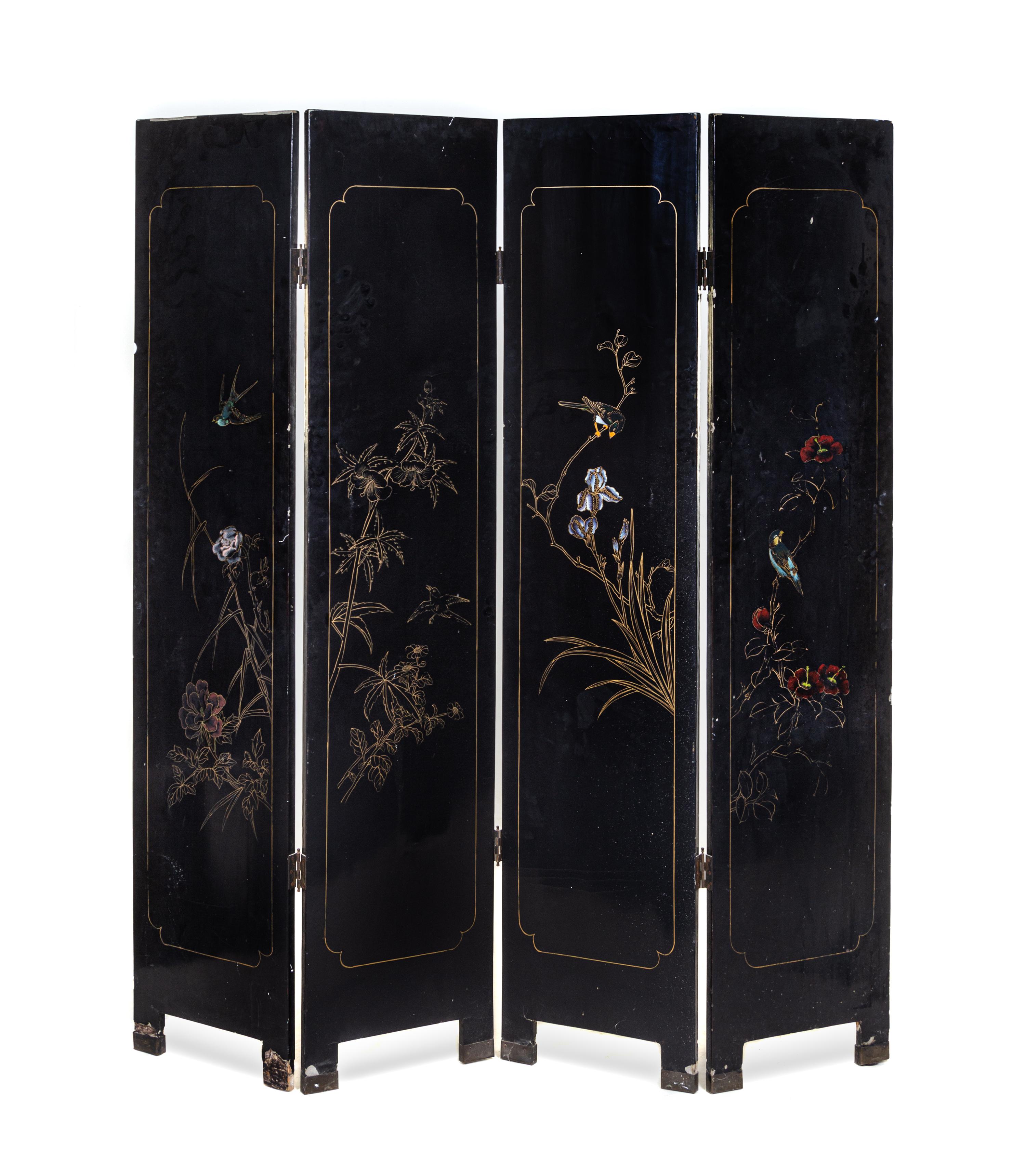A Chinese Hardstone Inset Floor Screen