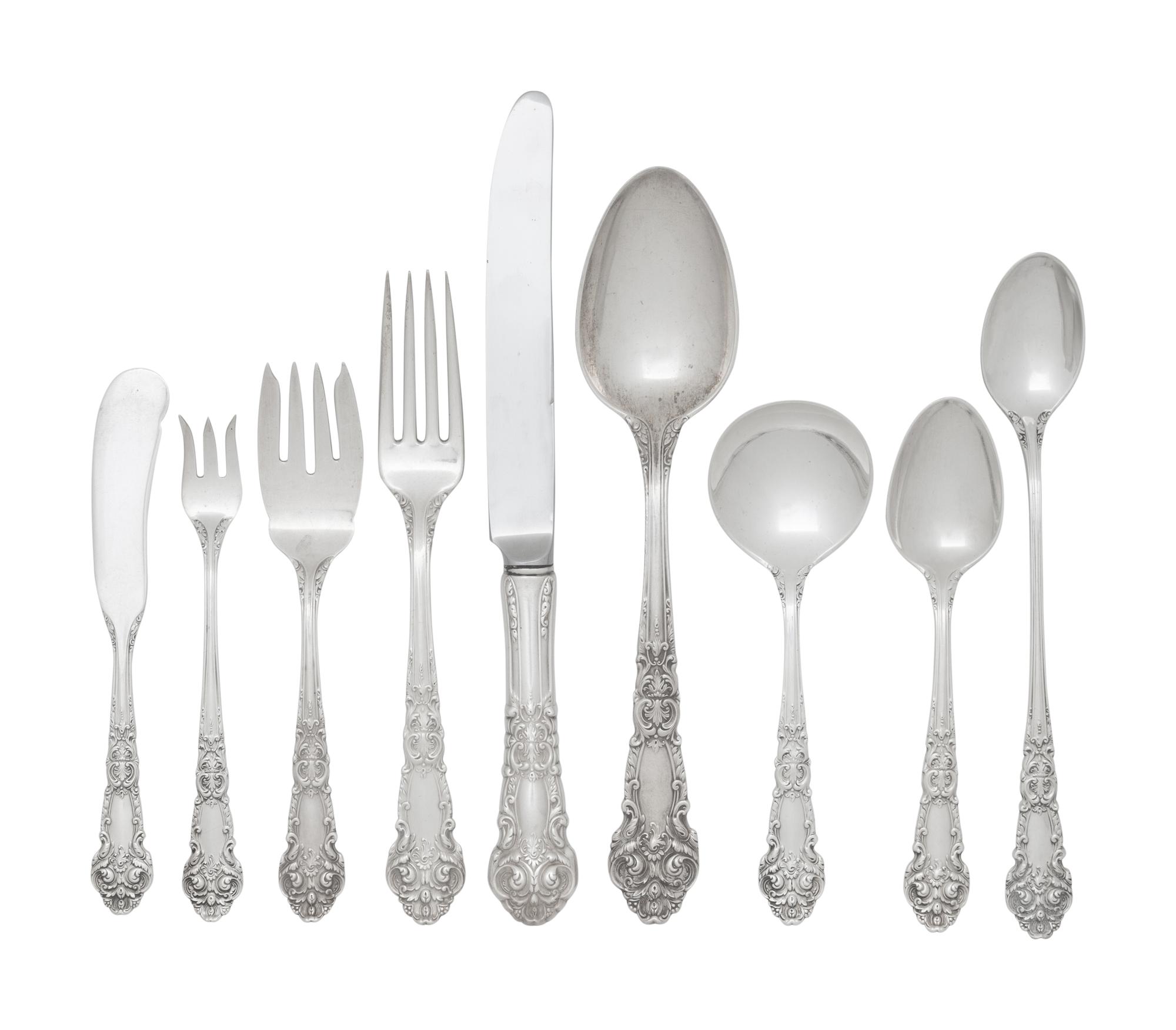 A Reed and Barton French Renaissance Silver Flatware Service