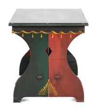 A Peter Hunt Paint-Decorated Dining Table and Benches