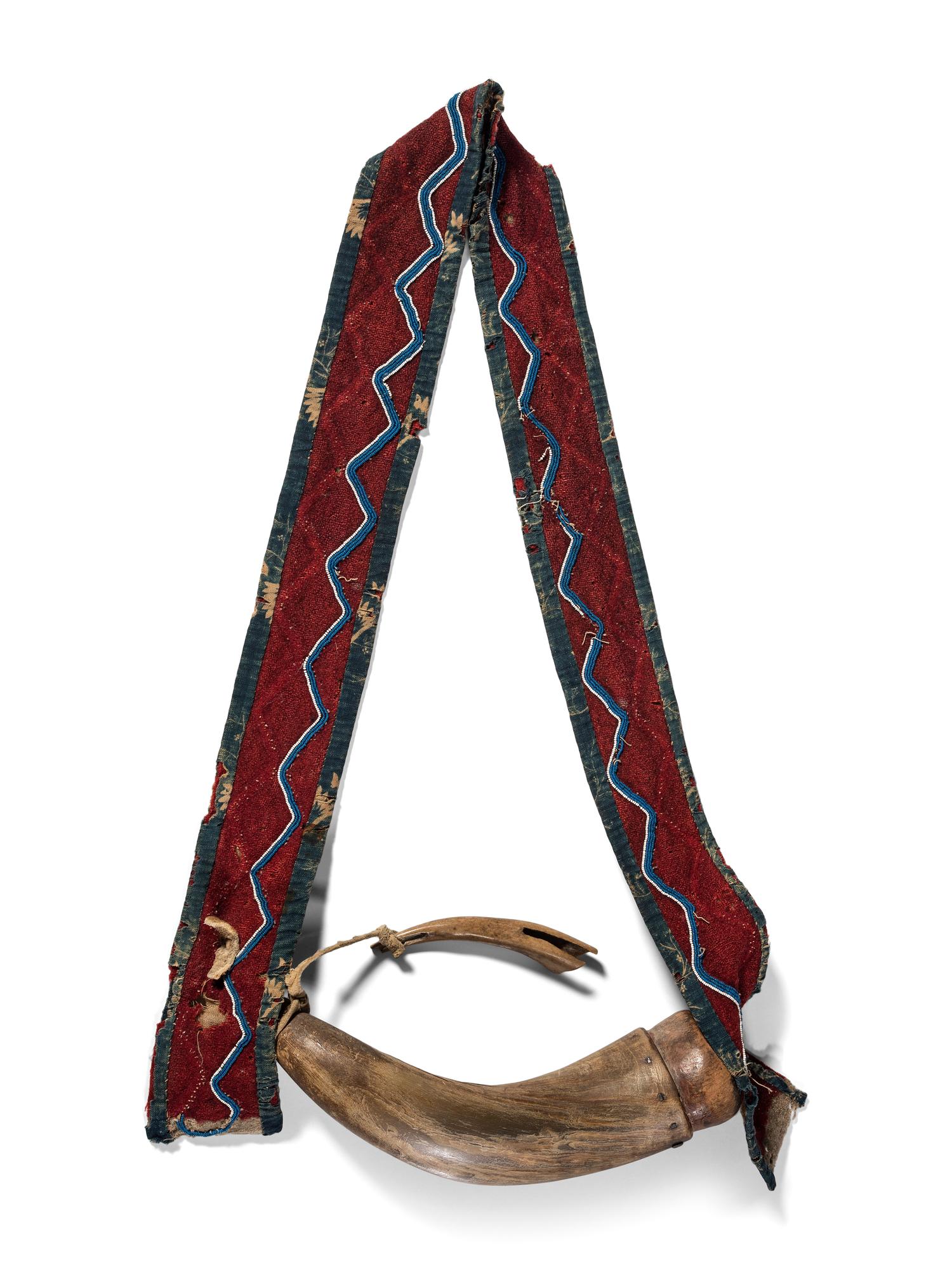 Northern Plains Beaded Wool Strap, with Powder Horn and Measure