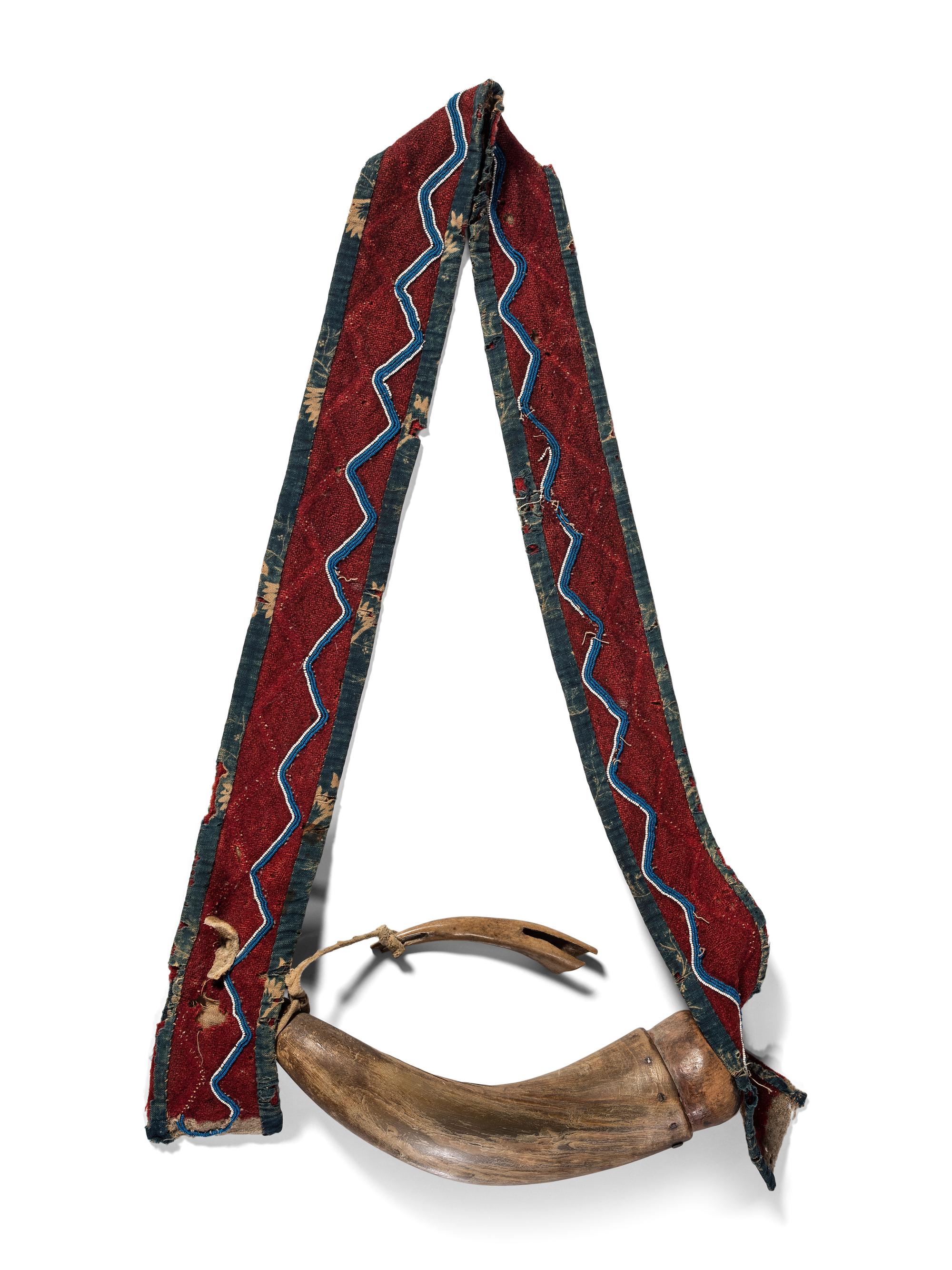 Northern Plains Beaded Wool Strap, with Powder Horn and Measure