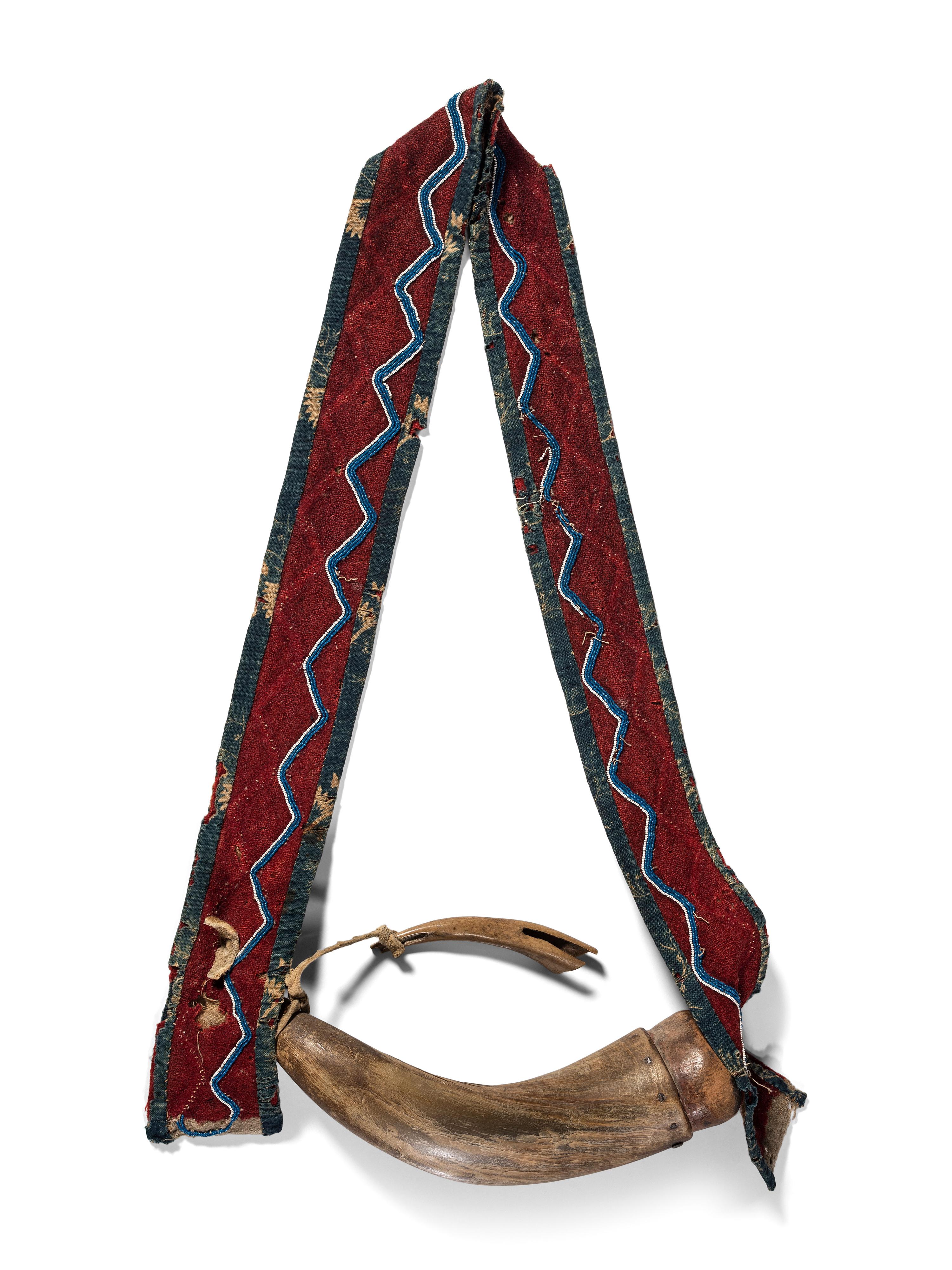 Northern Plains Beaded Wool Strap, with Powder Horn and Measure