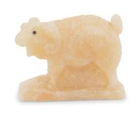 A Ruby-Inset Carved Hardstone Ram Figure