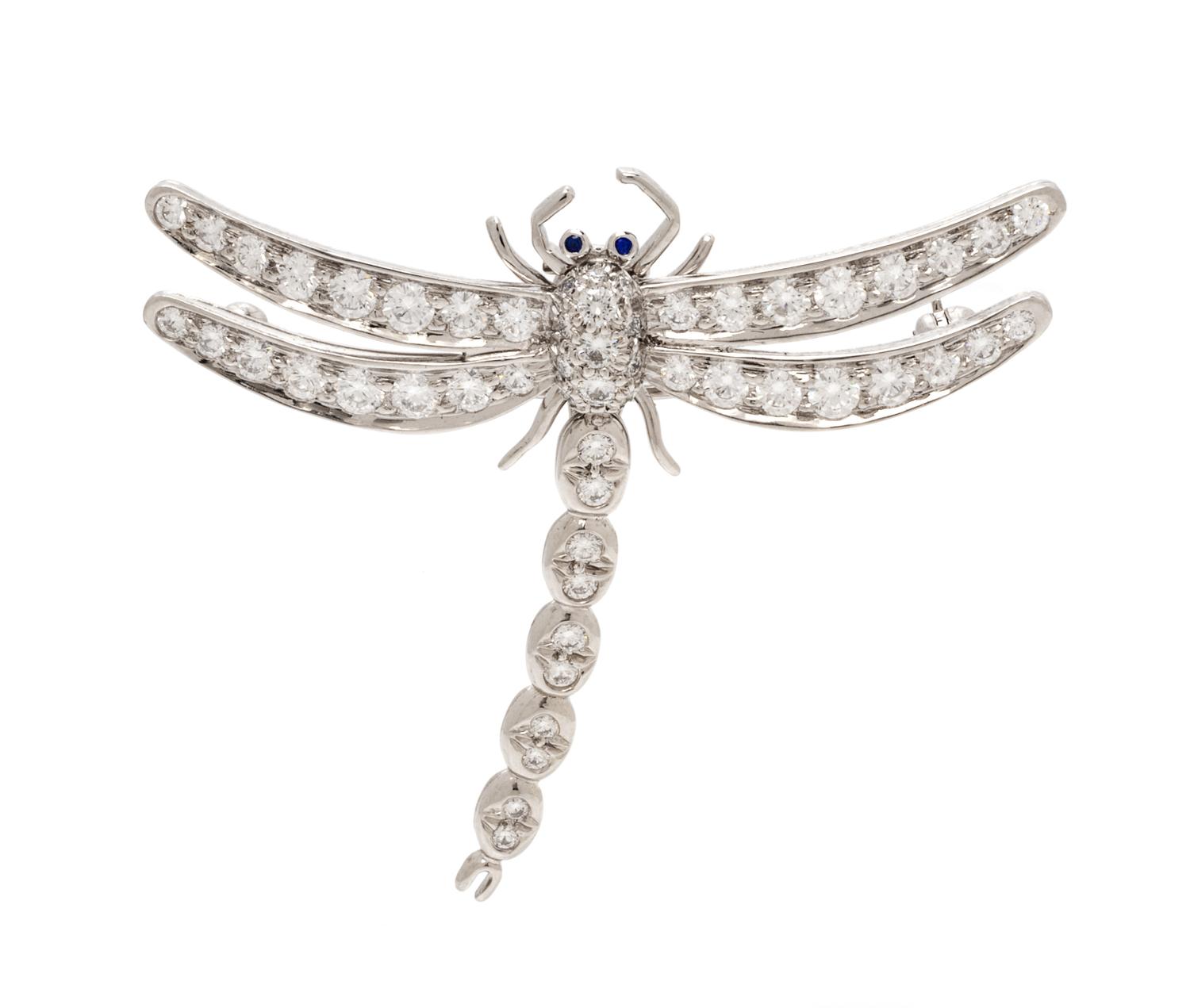 A Platinum, Diamond and Sapphire 'Enchant' Dragonfly Pendant/Brooch, Tiffany & Co., Circa 1996, 7.20 dwts.