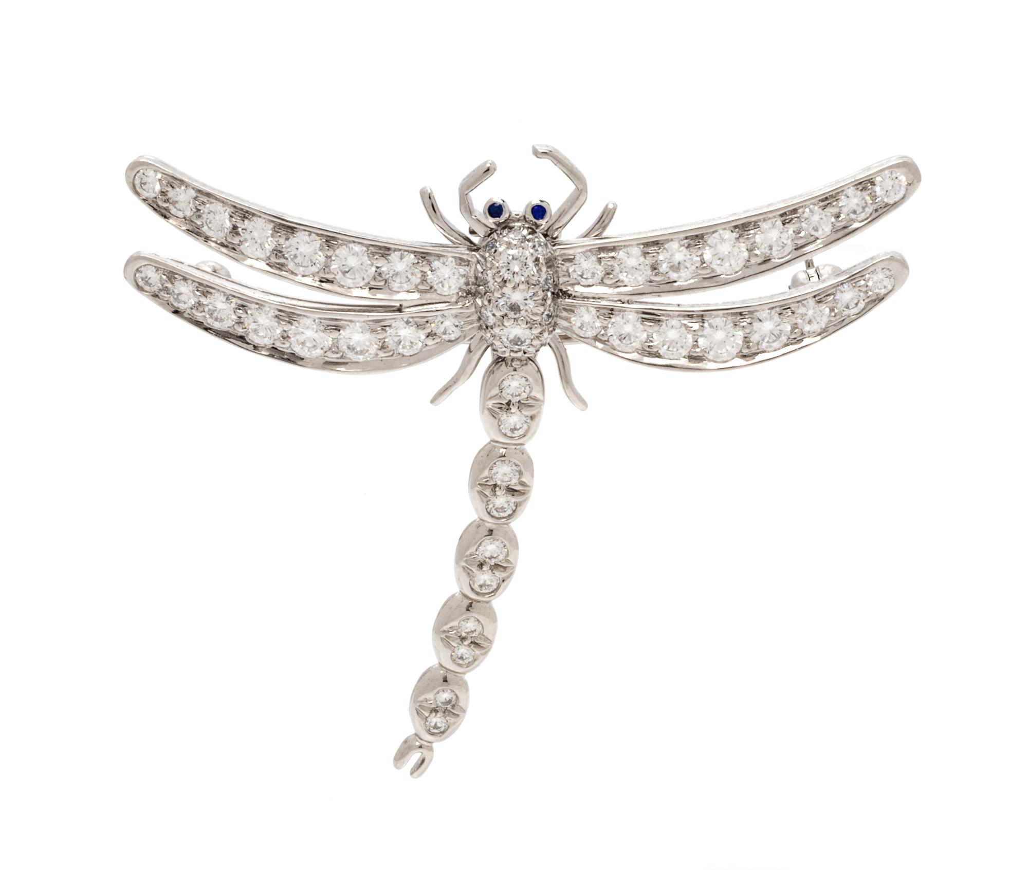 A Platinum, Diamond and Sapphire 'Enchant' Dragonfly Pendant/Brooch, Tiffany & Co., Circa 1996, 7.20 dwts.