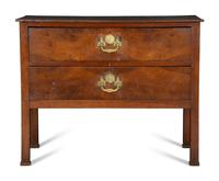 A Continental Walnut Two-Drawer Commode