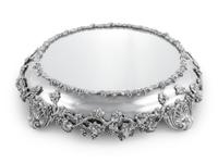 A Silver-Plate and Mirror-Inset Table Plateau