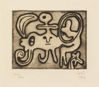 Joan Miró, (Spanish, 1893-1983), Femme et Oiseau devant la Lune (from Laurels Number One), 1947