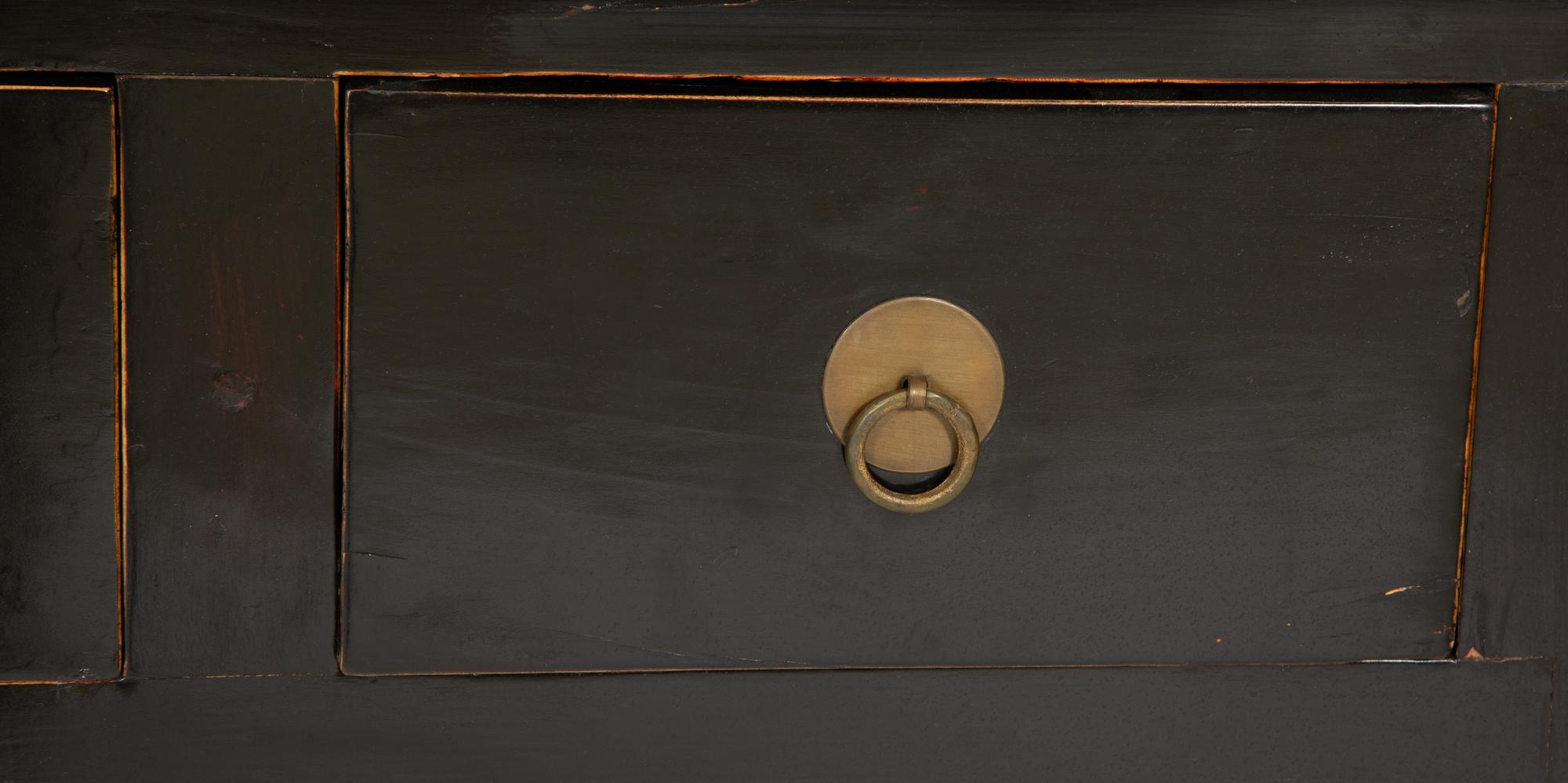 A Chinese Black Lacquered Console Table