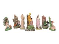 A Group of Seven Staffordshire Ceramic Figures