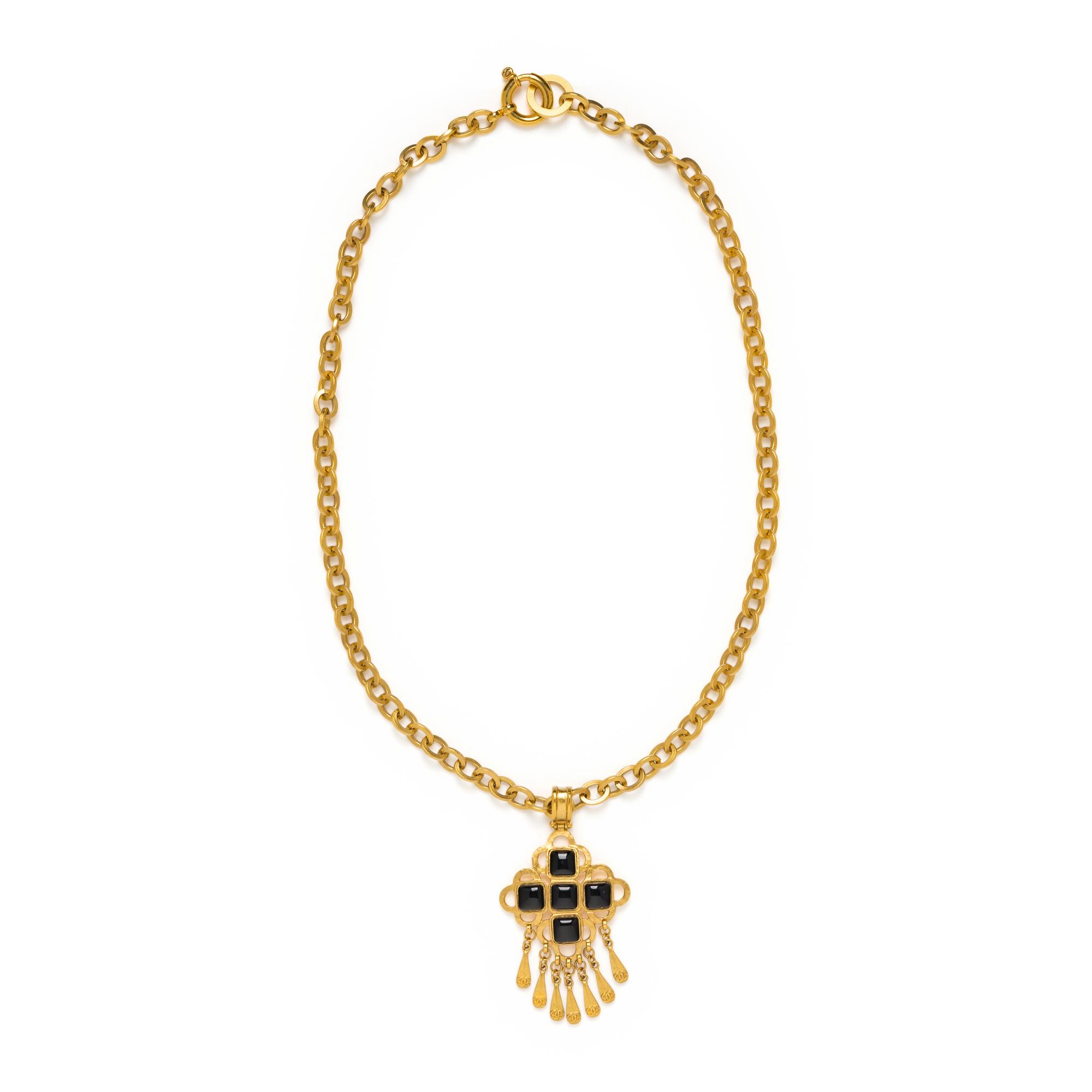 Chanel, Byzantine Cross Logo Pendant Necklace