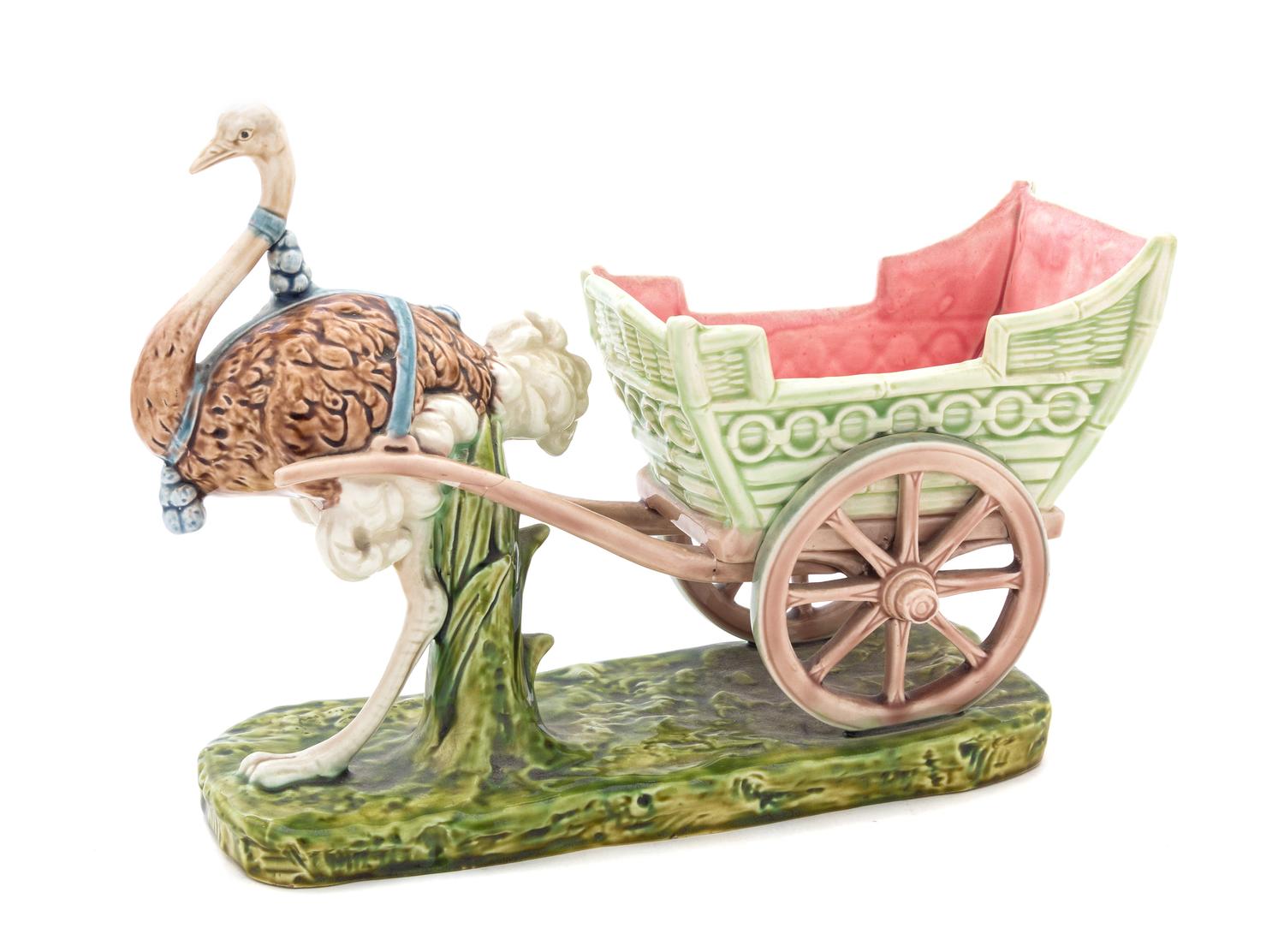 A Czech Majolica Jardiniere Height 12 1/4 inches.