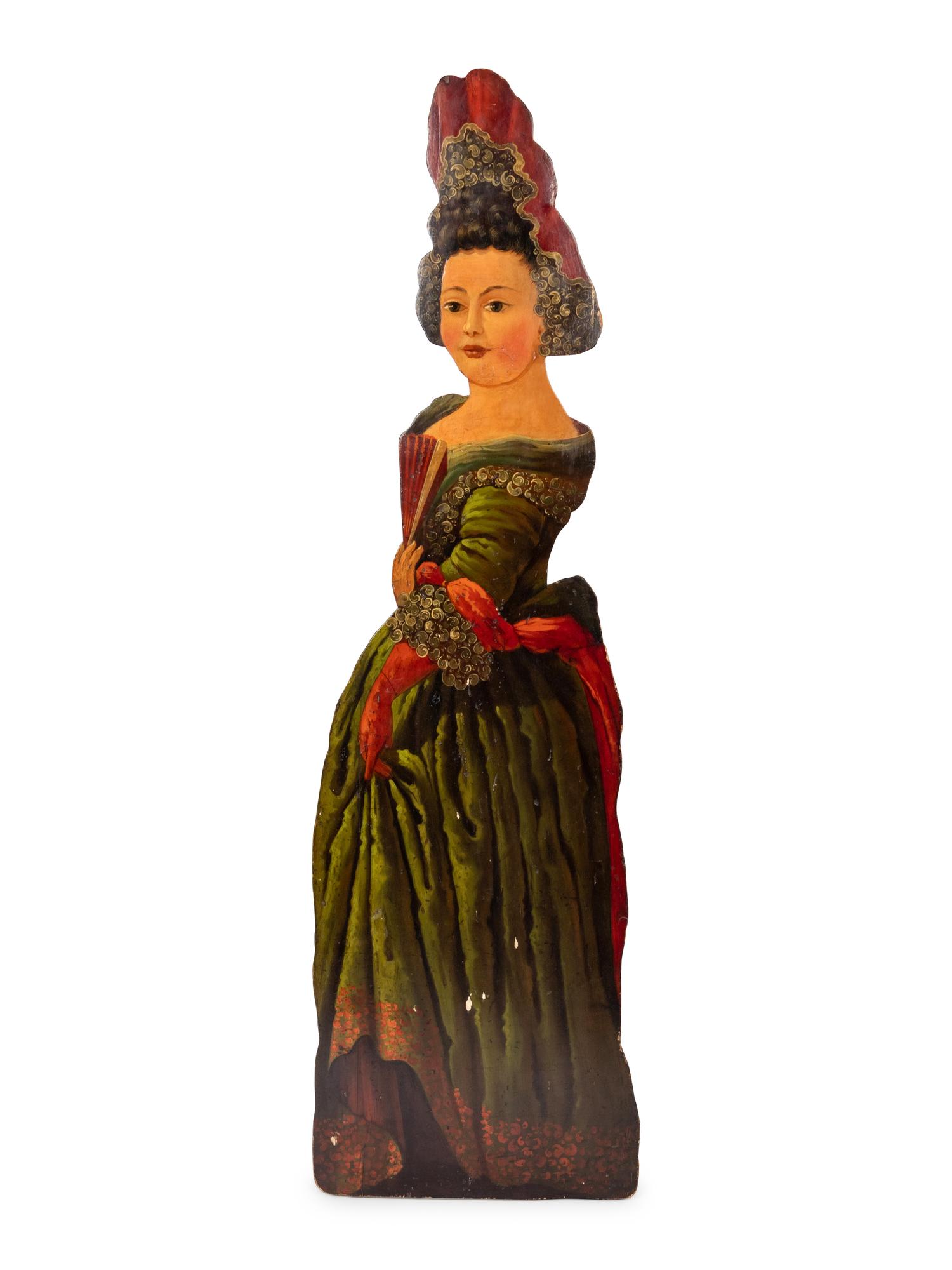A Painted Wood Dummy Board and a Similar Fire Screen