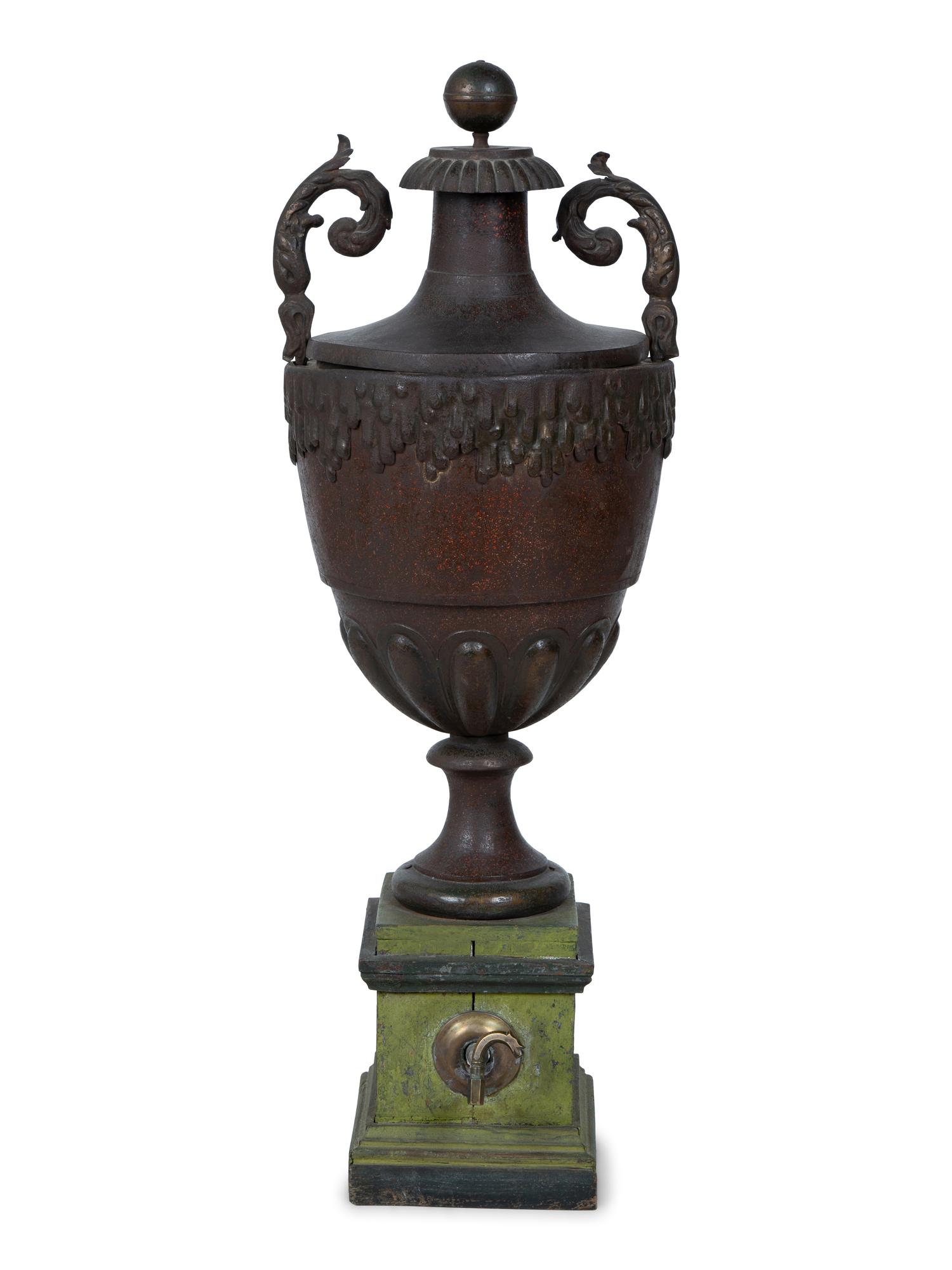 A French Tole and Faux Porphyry Water Urn or Fountain Finial
