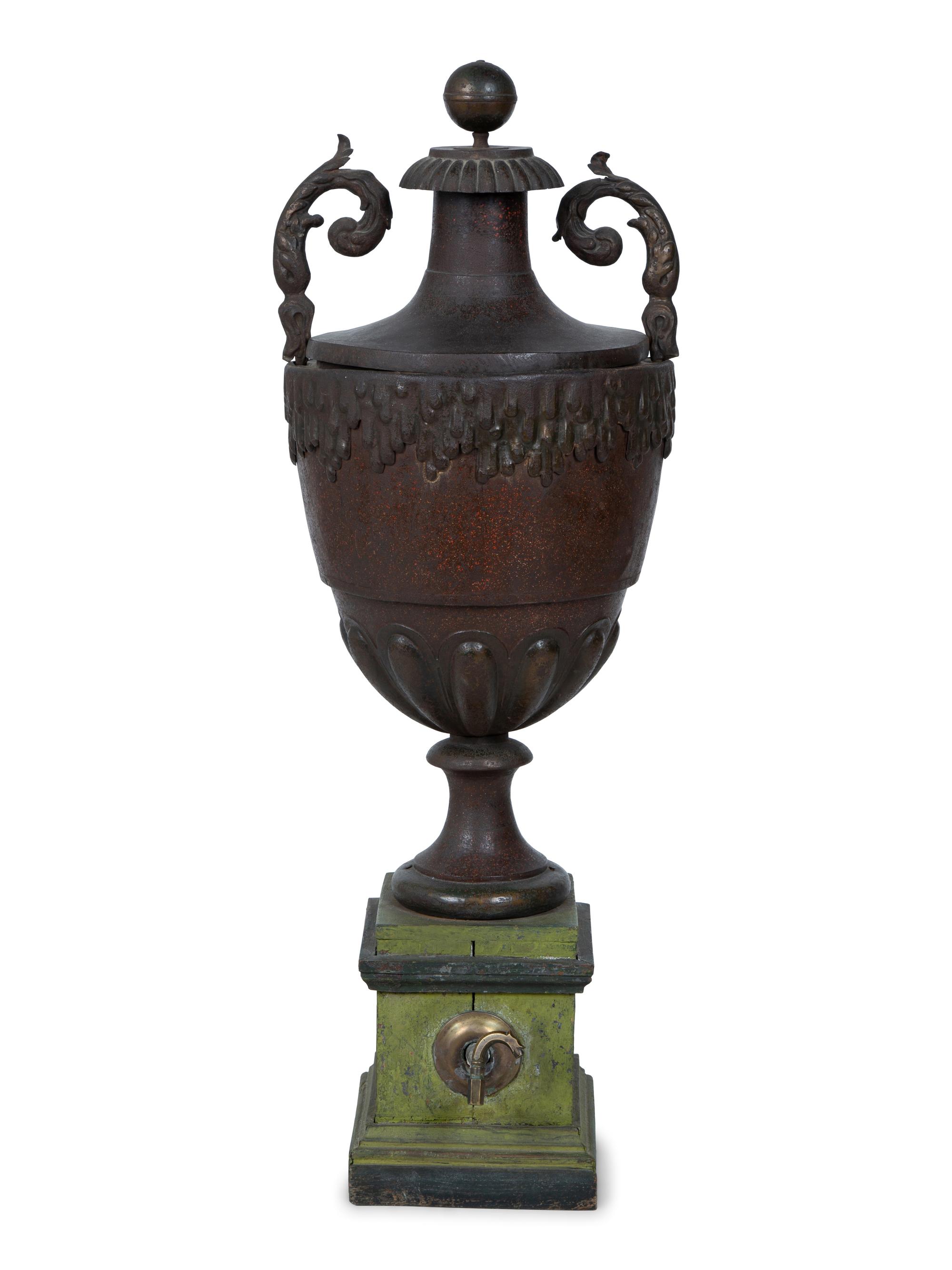 A French Tole and Faux Porphyry Water Urn or Fountain Finial