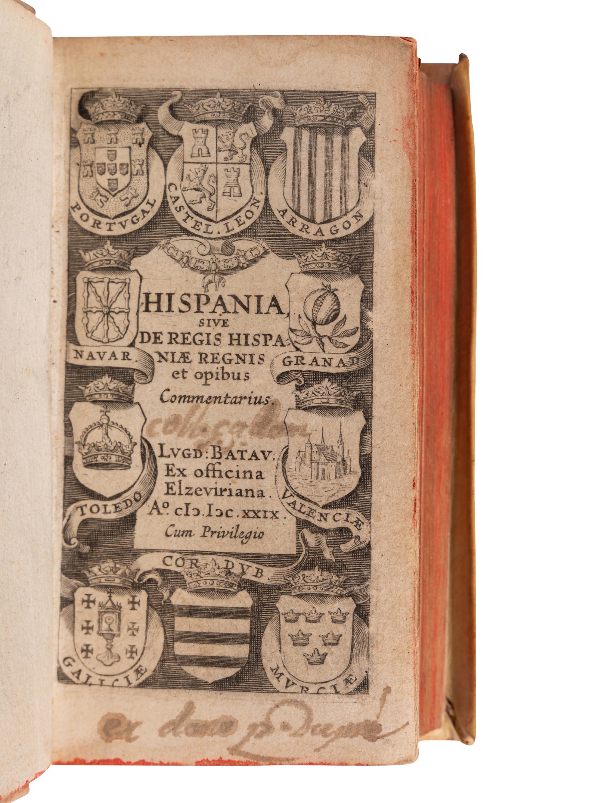 [EXPLORATION -- AMERICAS]. LAET, Johannes de (1593-1649). Hispania, sive de regis Hispaniae regnis et opibus commentarius . Leiden: Elzevir, 1629.