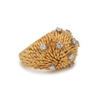 YELLOW GOLD AND DIAMOND BOMBE RING