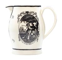 A Rare Liverpool Transfer-Printed Creamware 'Union to the People of America' Pitcher