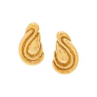 HENRY DUNAY, YELLOW GOLD EARCLIPS