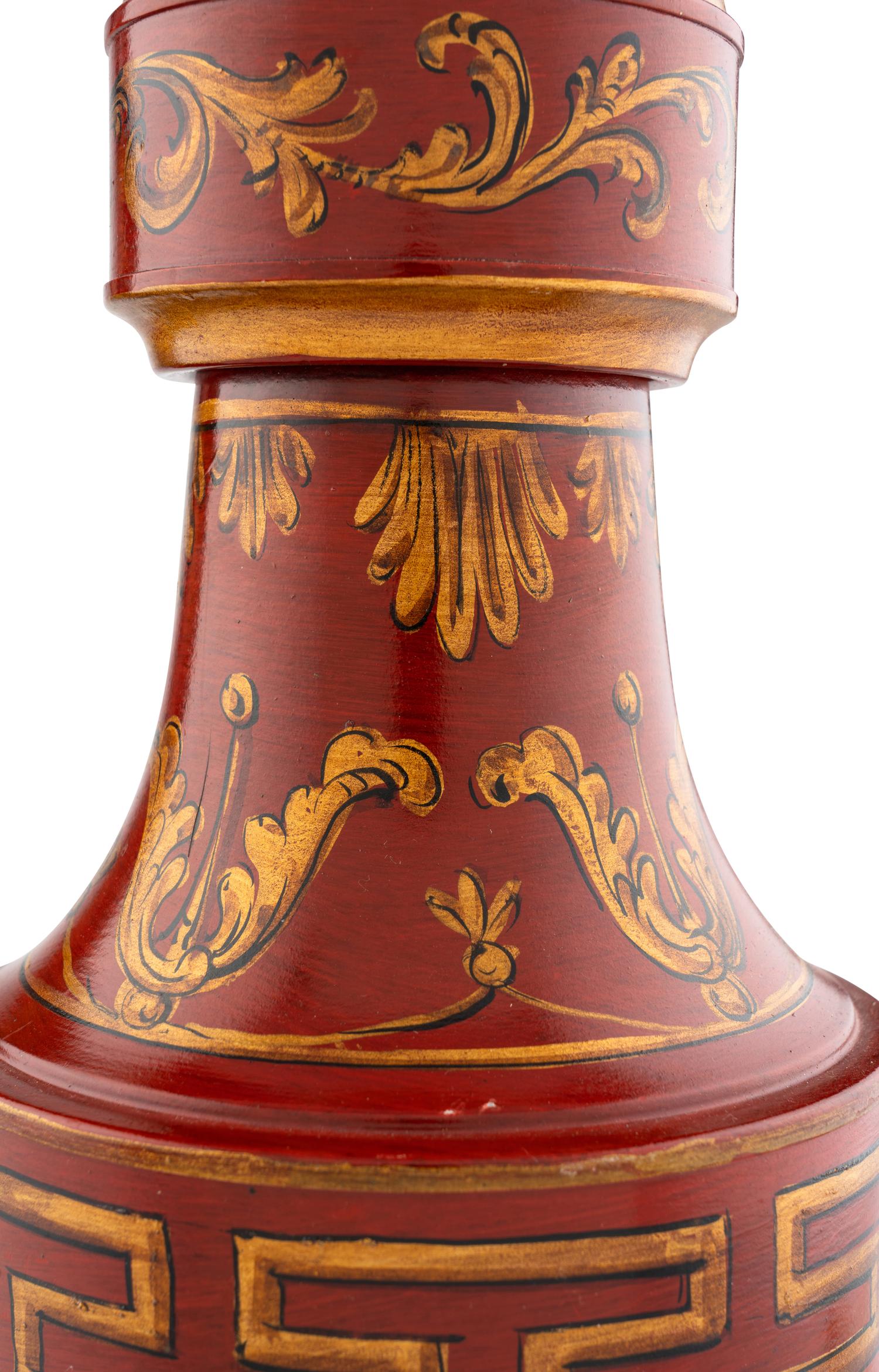 A Pair of Painted Tole Lamps