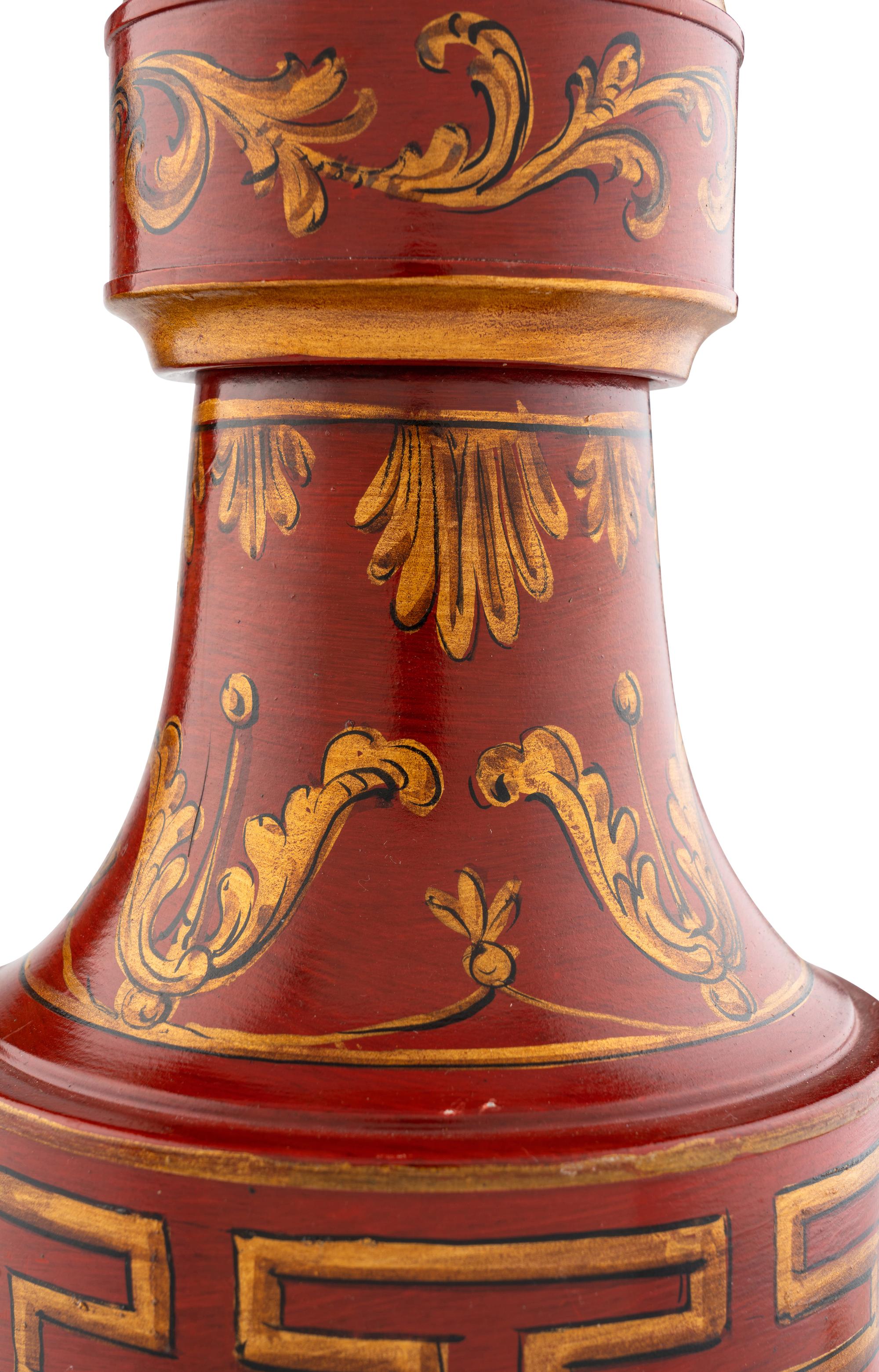 A Pair of Painted Tole Lamps