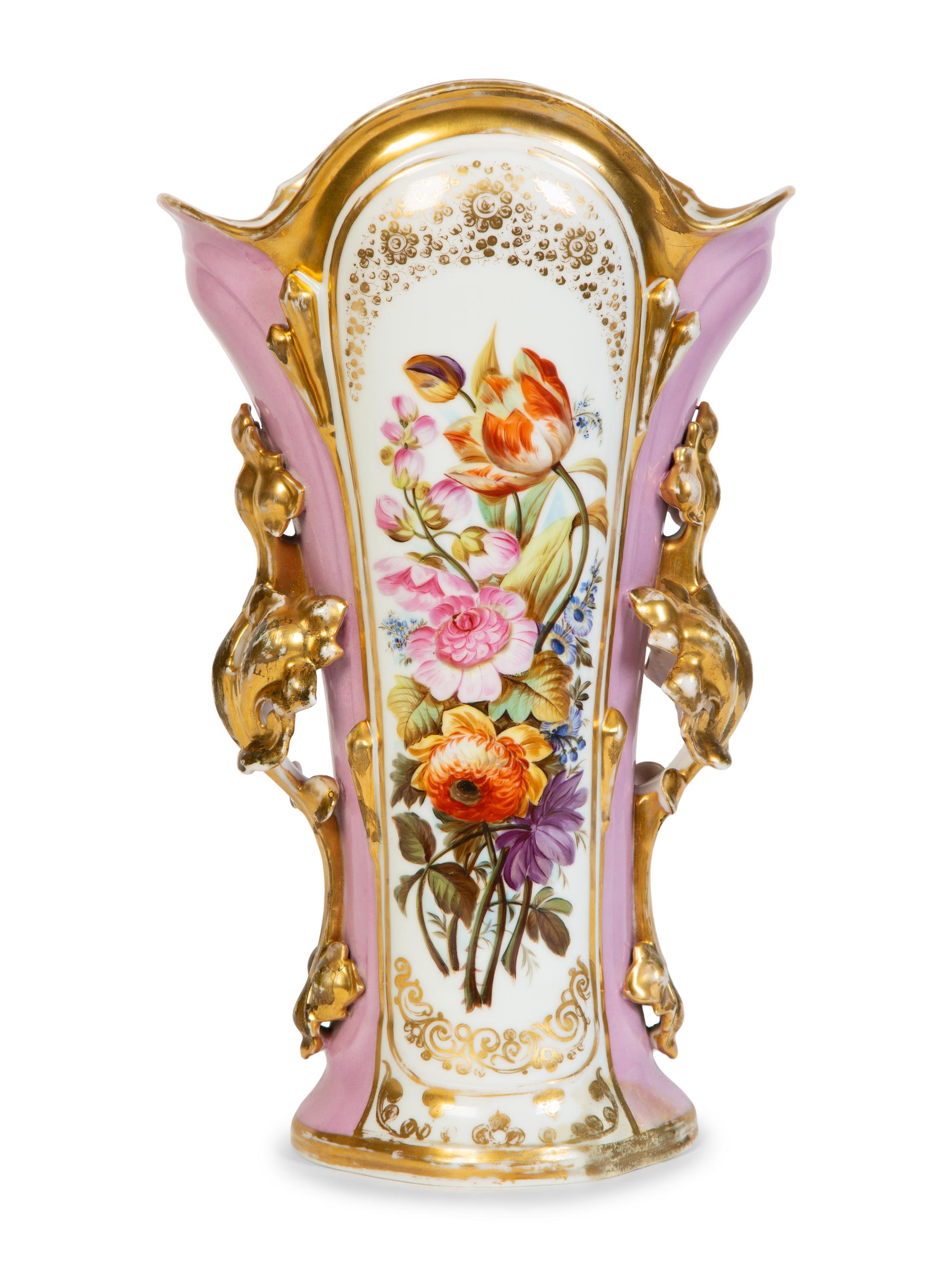 Two Continental Painted and Gilded Porcelain Vases