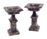 A Pair of Hardstone Square Tazze