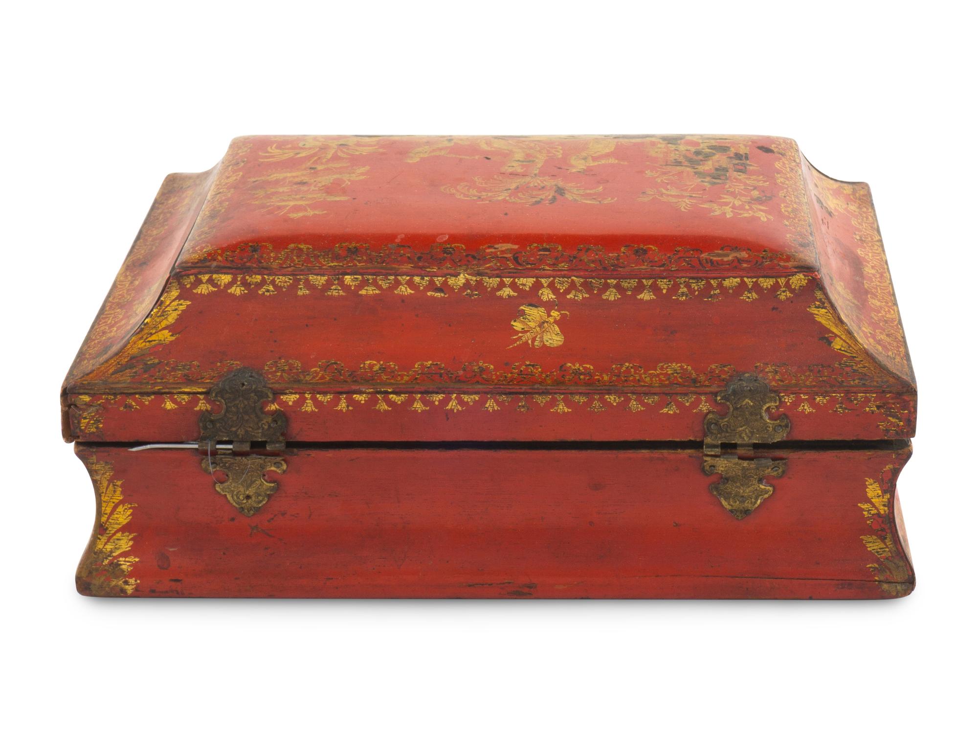 A French Chinoiserie Decorated Box and a Decoupaged Box