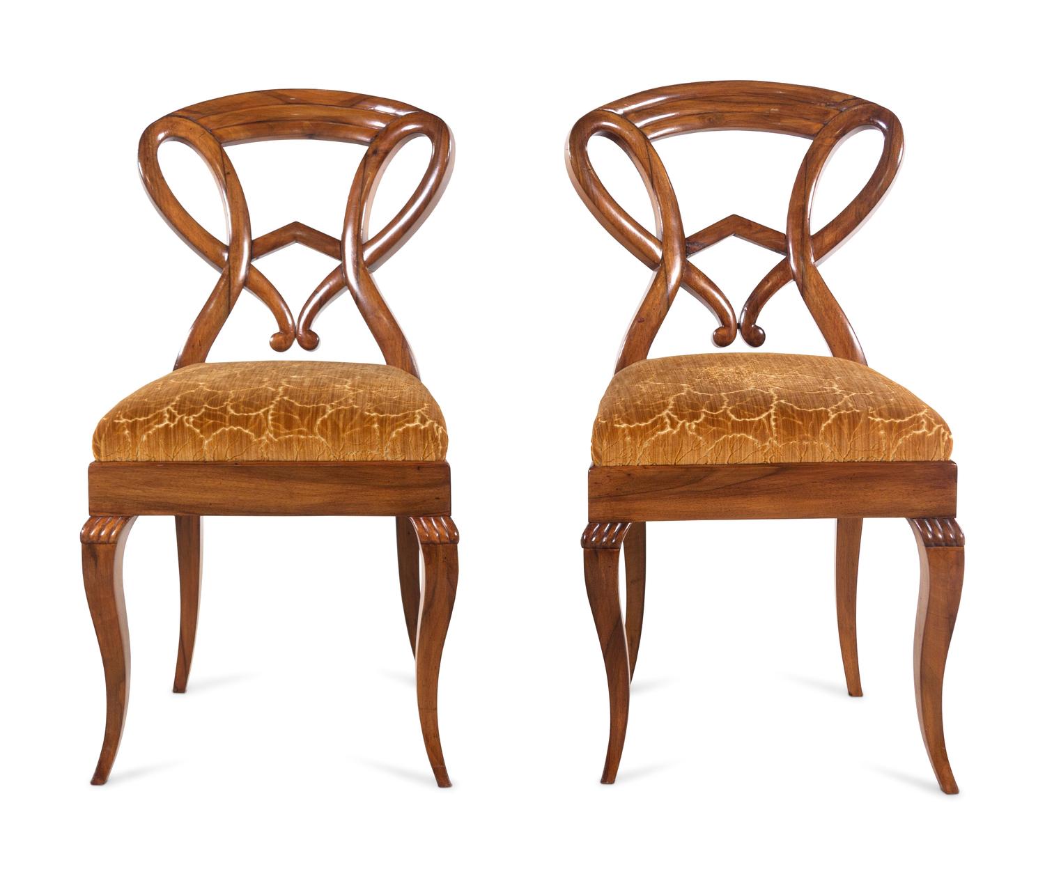 A Pair of German Walnut Side Chairs