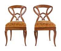 A Pair of German Walnut Side Chairs