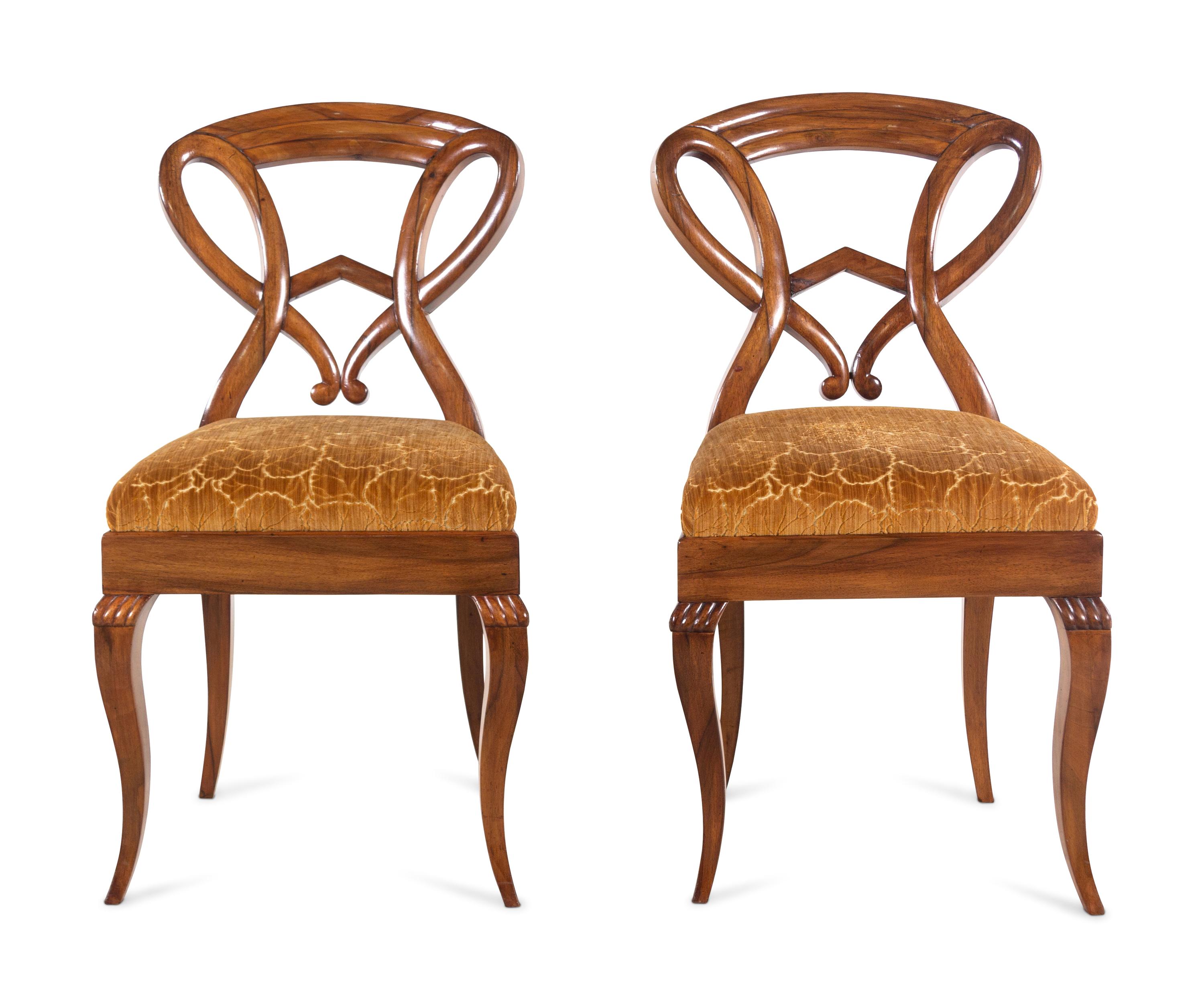 A Pair of German Walnut Side Chairs
