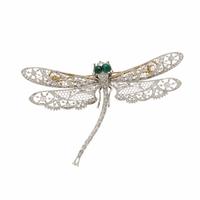Diamond and Enamel Dragonfly Brooch