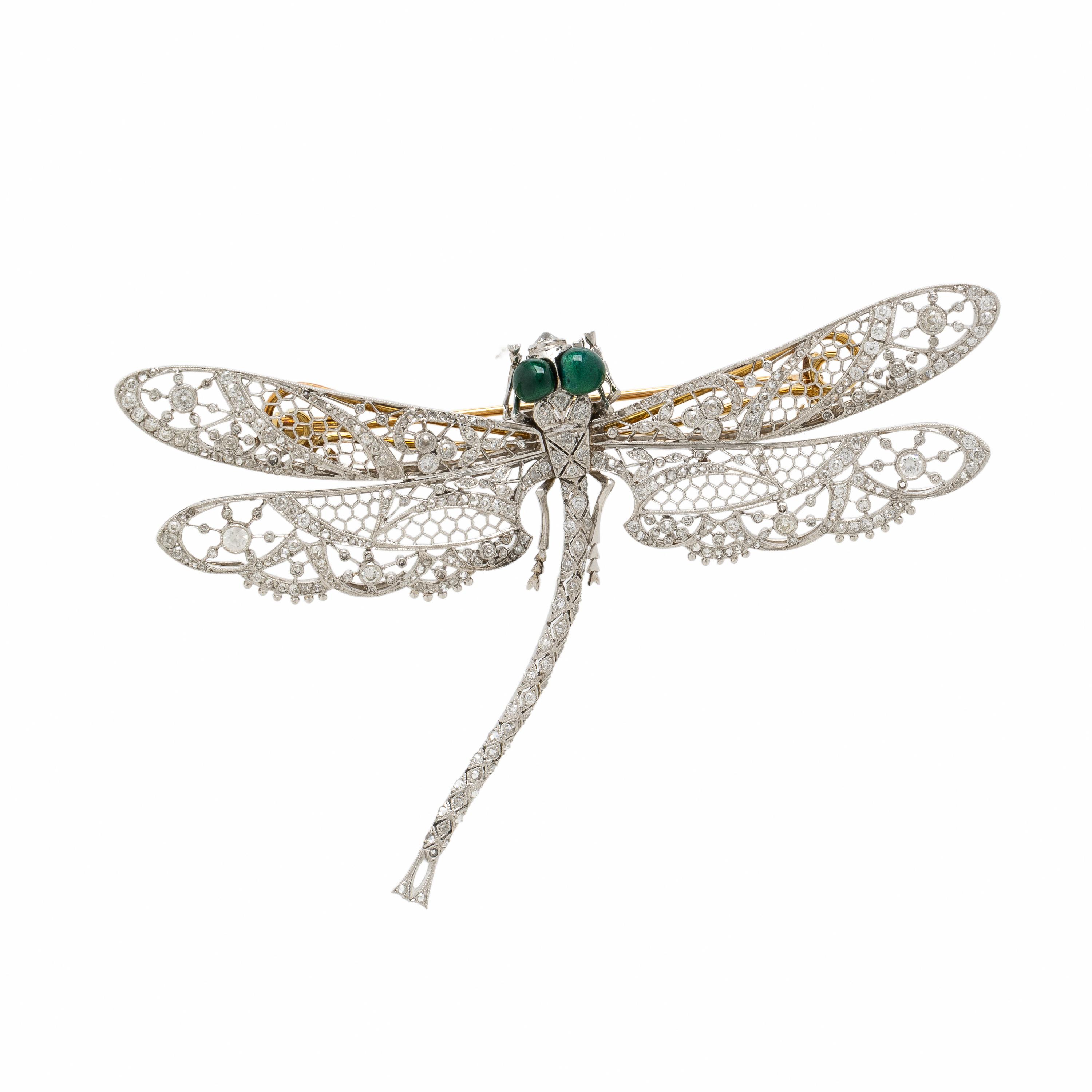 Diamond and Enamel Dragonfly Brooch