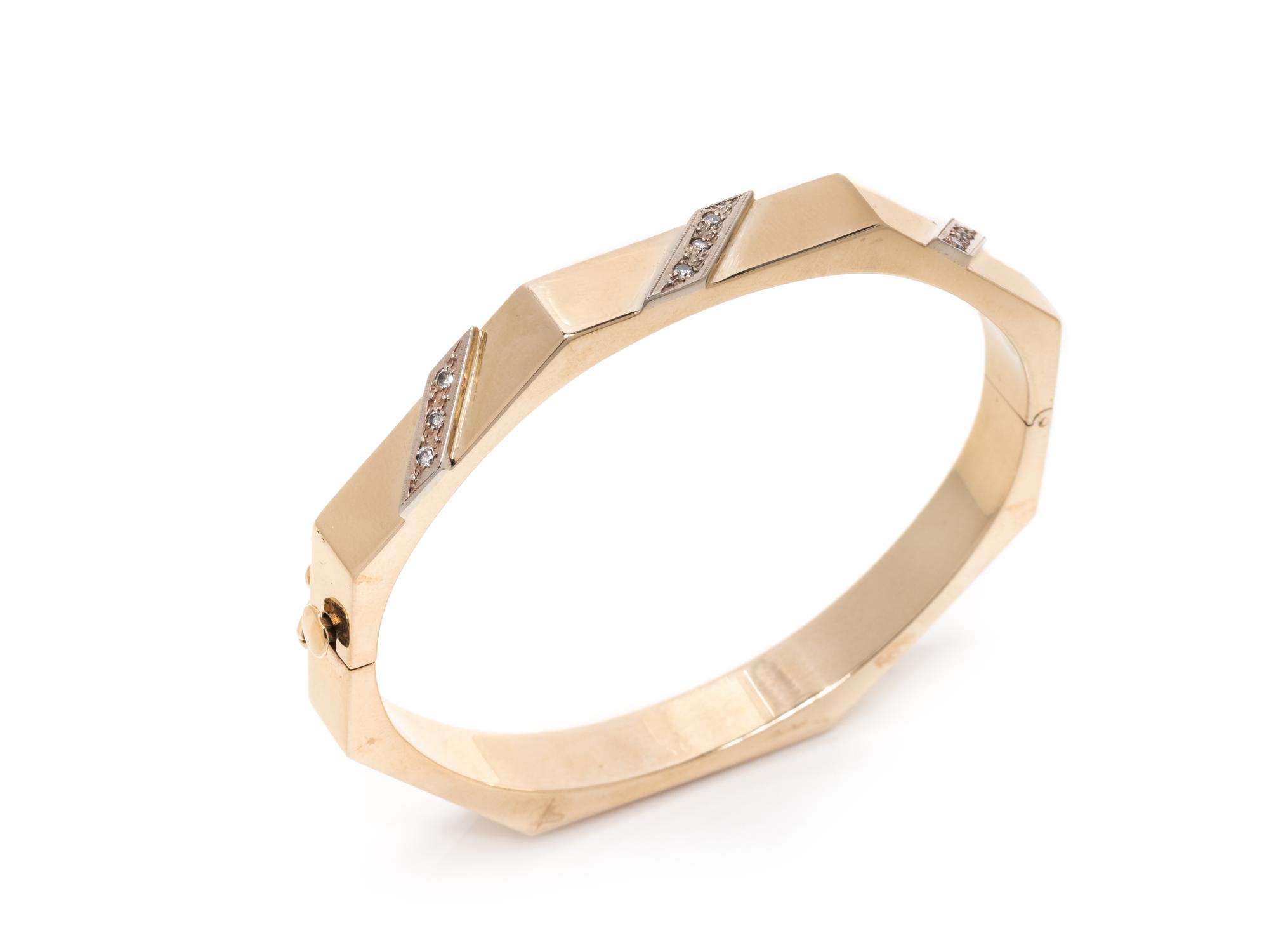 YELLOW GOLD AND DIAMOND BANGLE BRACELET