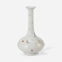 An unusual Chinese famille rose-decorated "Butterflies and Blossoms" bottle vase 珍罕粉彩長頸瓶 Yongzheng four-character mark Qing dynasty 雍正四字青花楷書款 清