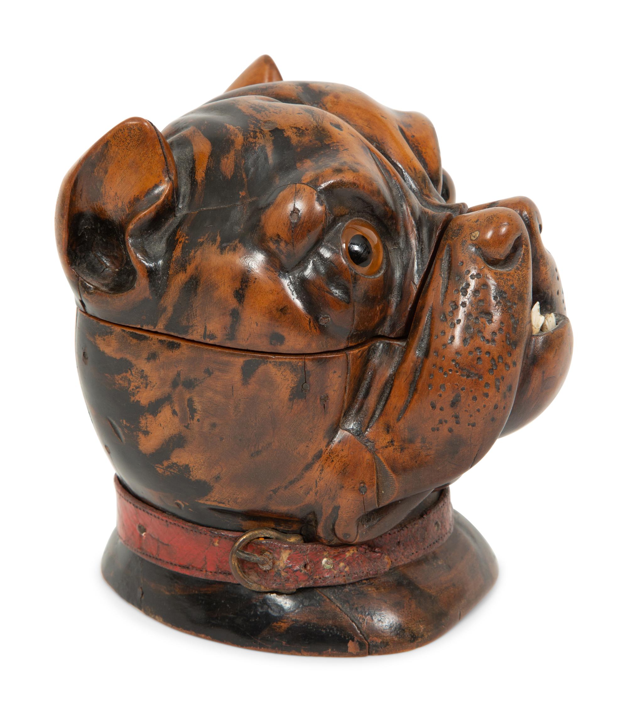 An English Treen Dog Humidor