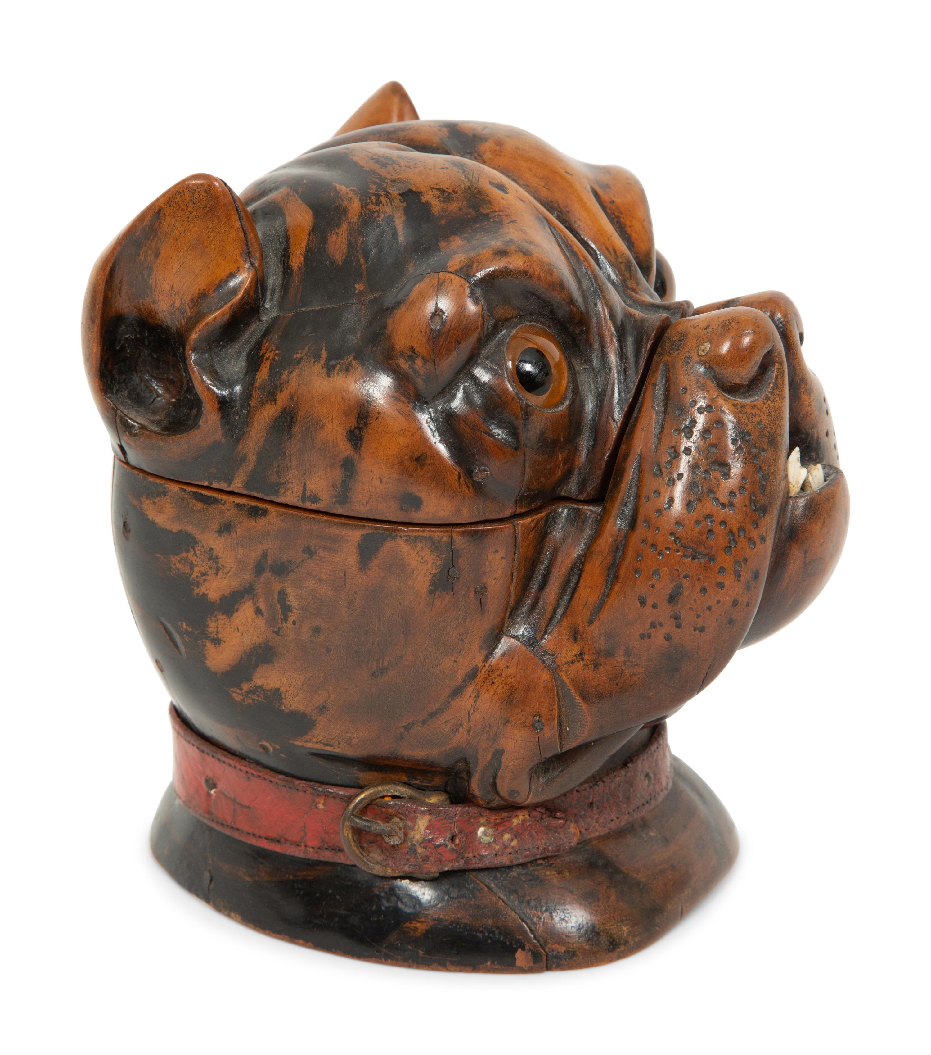 An English Treen Dog Humidor