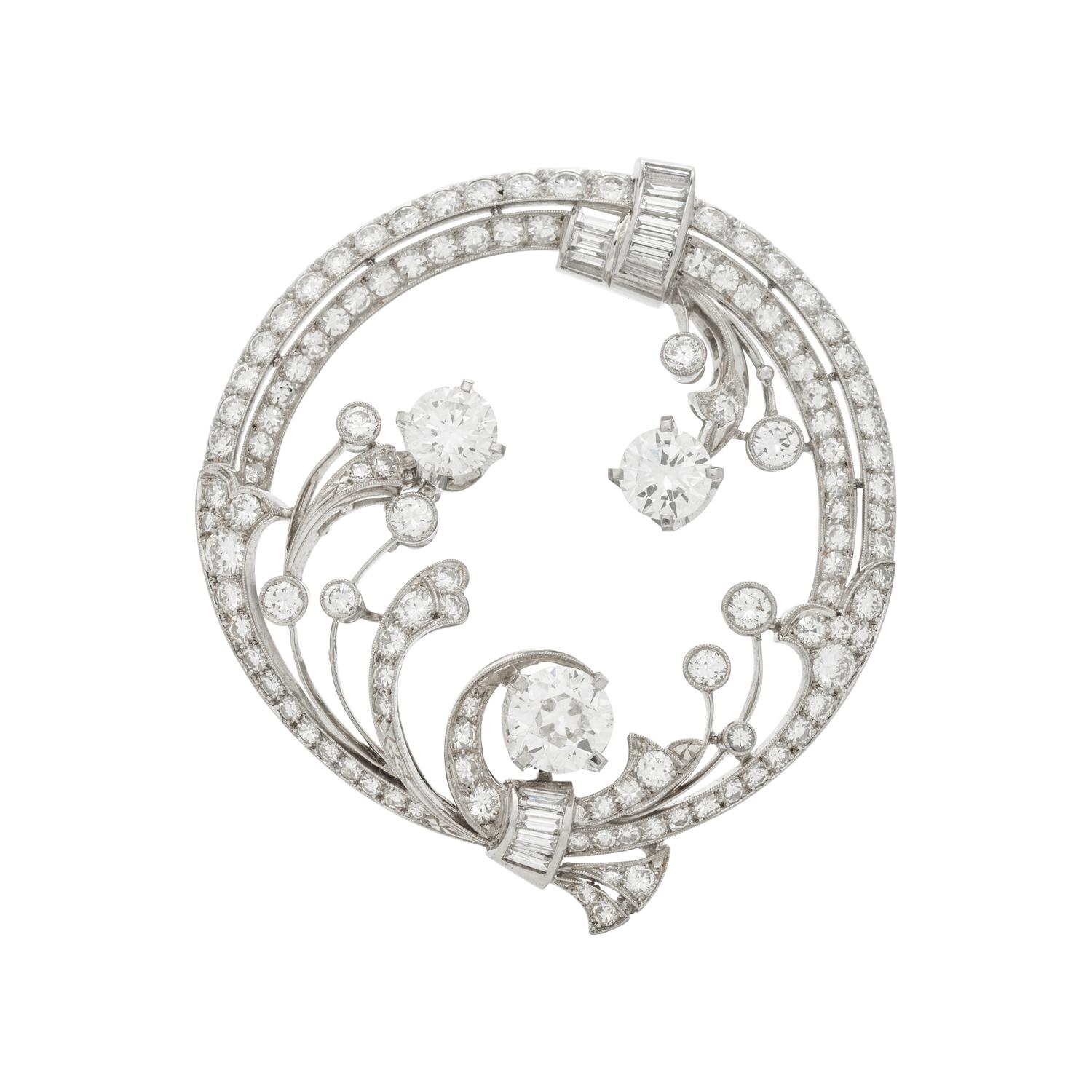 PLATINUM AND DIAMOND BROOCH