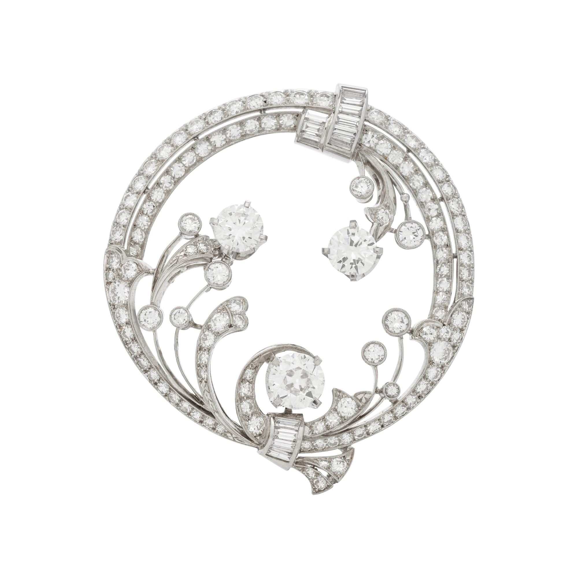 PLATINUM AND DIAMOND BROOCH