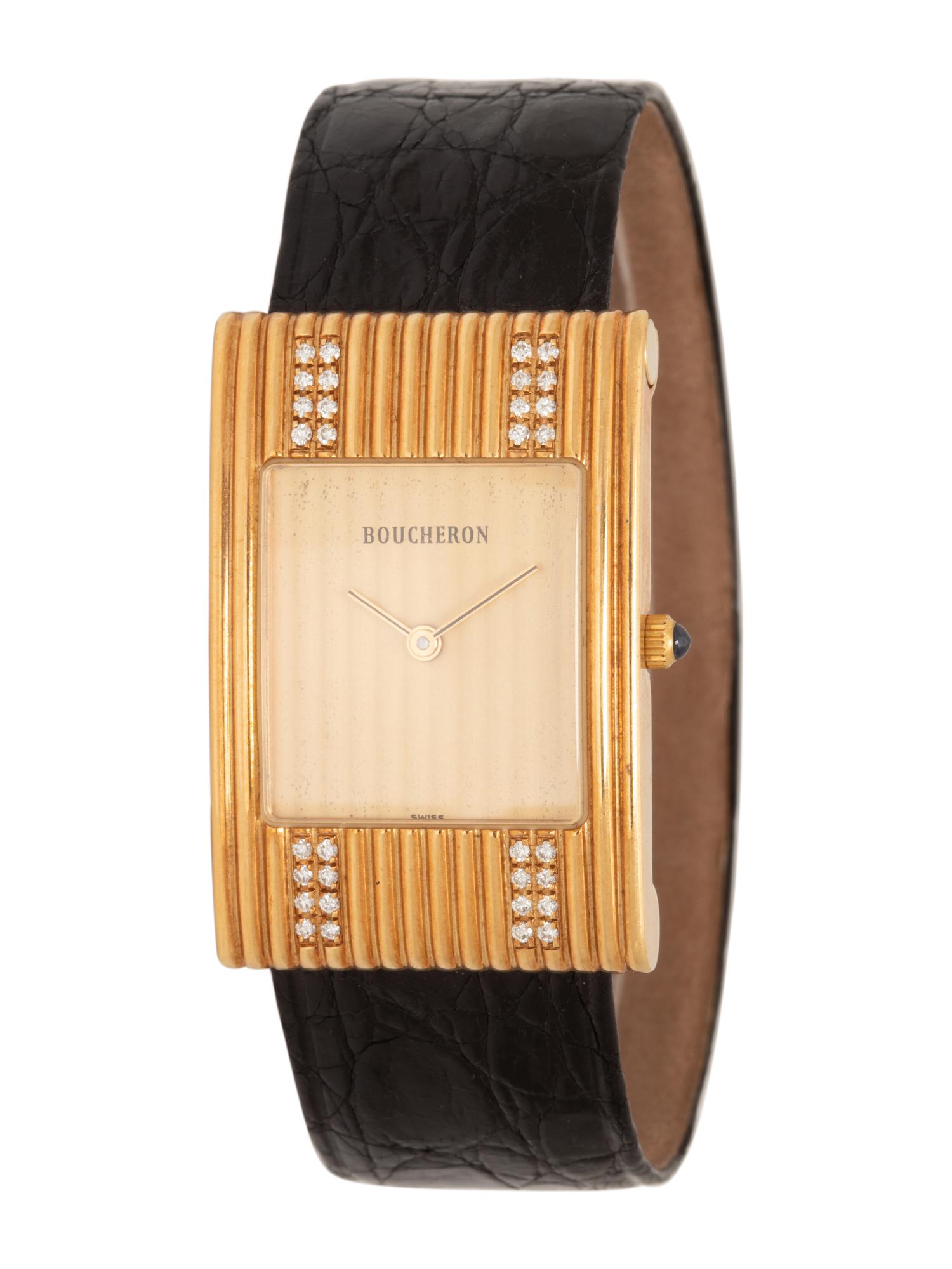 BOUCHERON, 18K YELLOW GOLD AND DIAMOND 'REFLET' WRISTWATCH